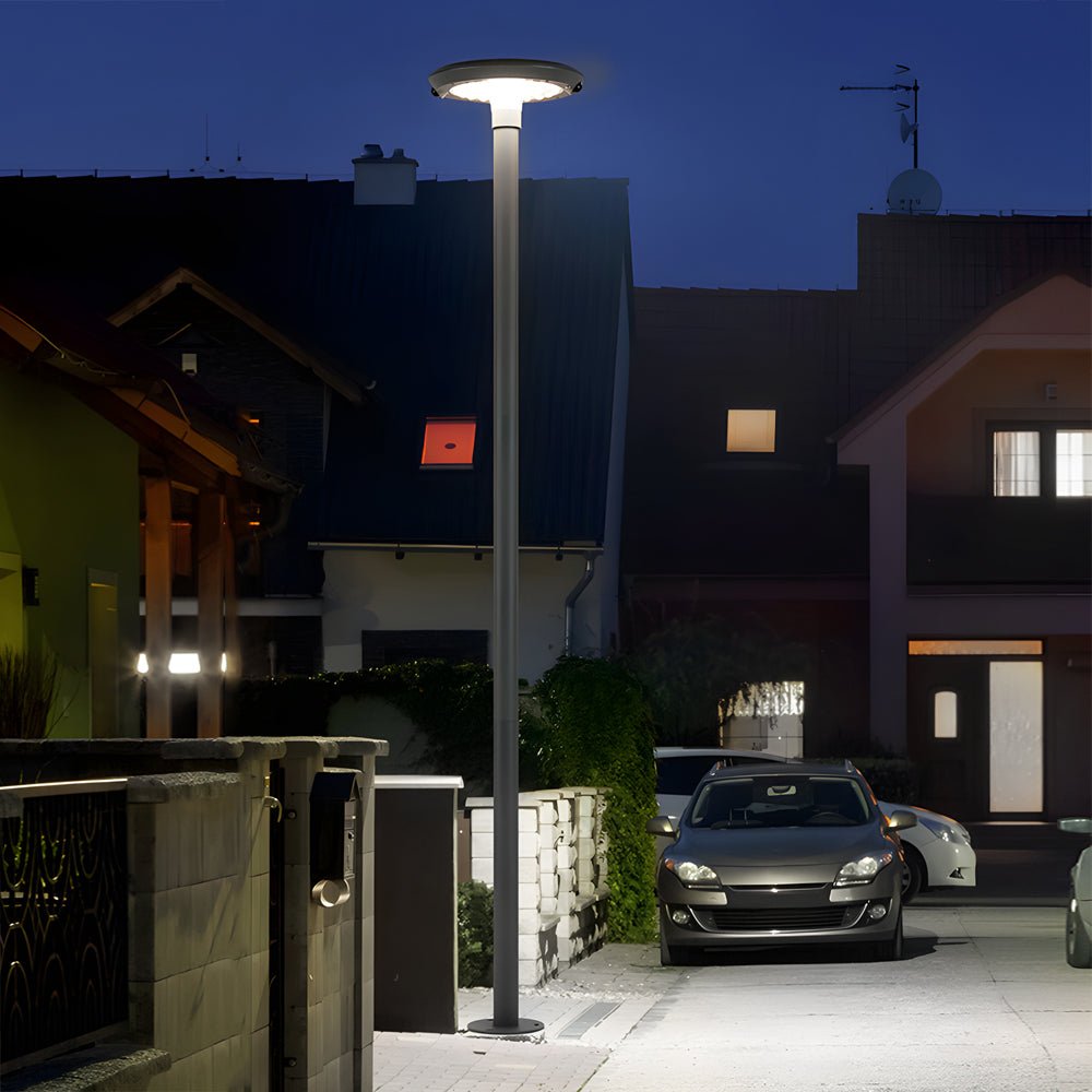 Modern Round Dual Motion Sensor LED Solar Garden Post Lights - Lamp Outdoor