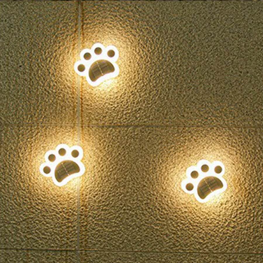 Modern Solar - Powered LED Animal Paw Lights Step Stairs Lighting