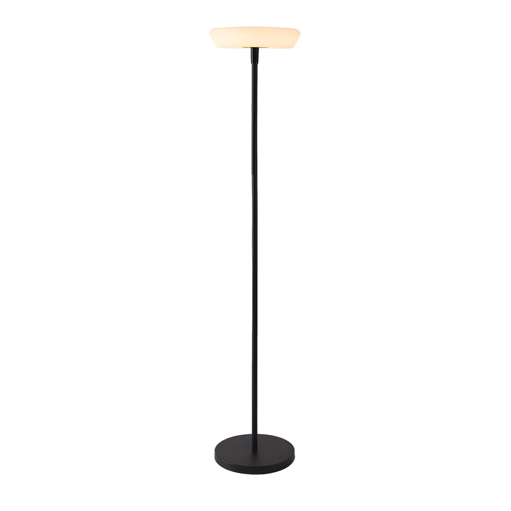 Black floor lamp with cream shade