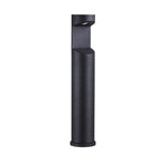 Multi-level geometric bollard light with stepped design and integrated lighting elements