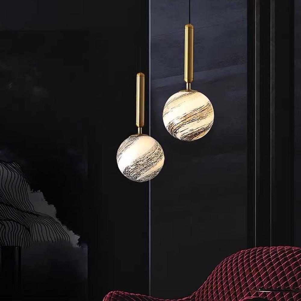 Distressed Globe Hallway Pendant Light Metal Acrylic Ceiling Lights - Lamp Outdoor