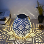 Moroccan Portable & Hanging White Solar LED Outdoor Patterned Lantern - Lamp Outdoor