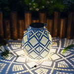 Moroccan Portable & Hanging White Solar LED Outdoor Patterned Lantern - Lamp Outdoor