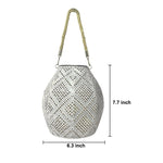 Moroccan Portable & Hanging White Solar LED Outdoor Patterned Lantern - Lamp Outdoor