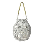 Moroccan Portable & Hanging White Solar LED Outdoor Patterned Lantern - Lamp Outdoor