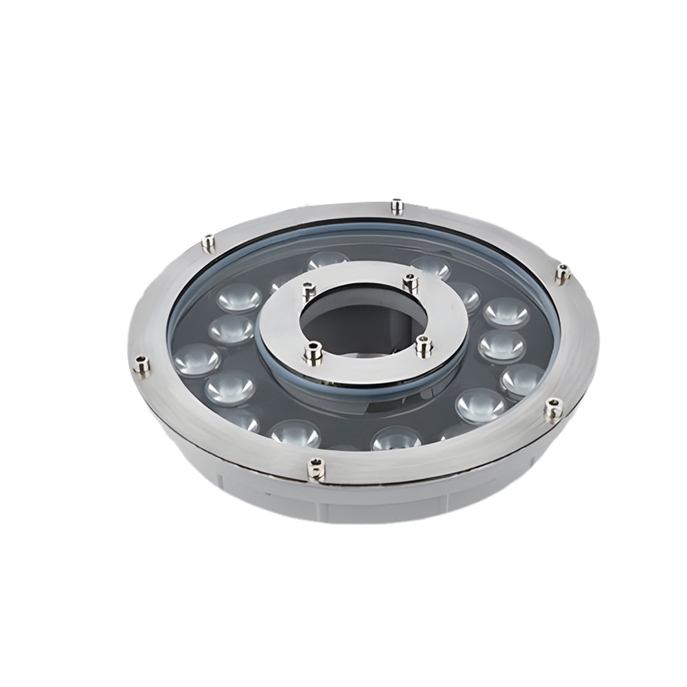 Multi-LED underwater fixture with adjustable spotlights for fountain illumination