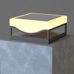 Multiple solar lights arranged on modern outdoor staircase creating dramatic lighting