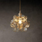 Flower Patterned Modern Glass Copper Pendant Light Kitchen Hanging Pendant Lights - Lamp Outdoor