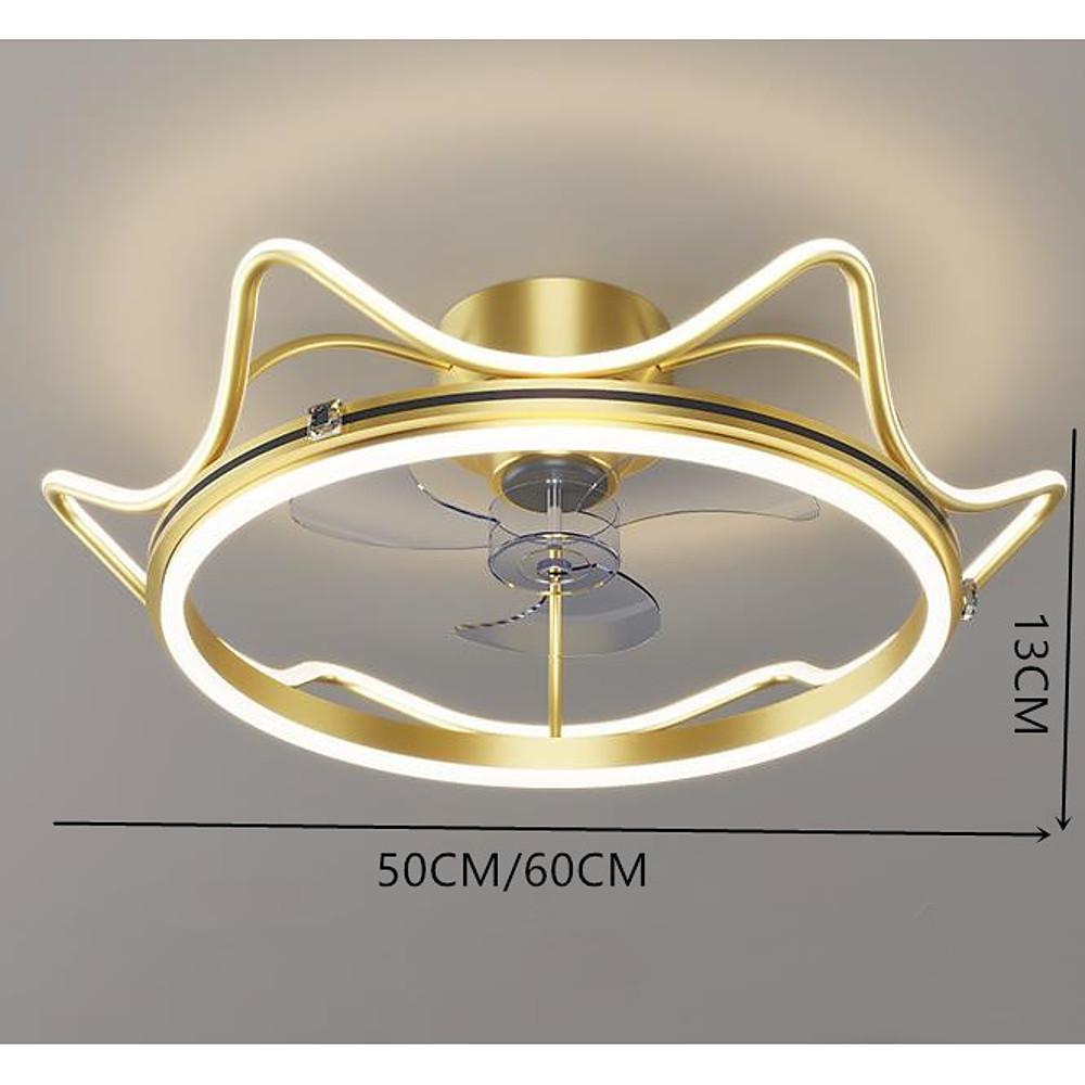 Crown Shaped Bedroom Ceiling Fans with LED lights Gold Bladeless Ceiling Fan Light - Lamp Outdoor
