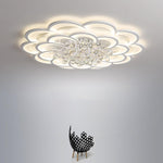 Modern Floral Acrylic LED Flush Mount Ceiling Light with Elegant Crystal Teardrops - Lamp Outdoor