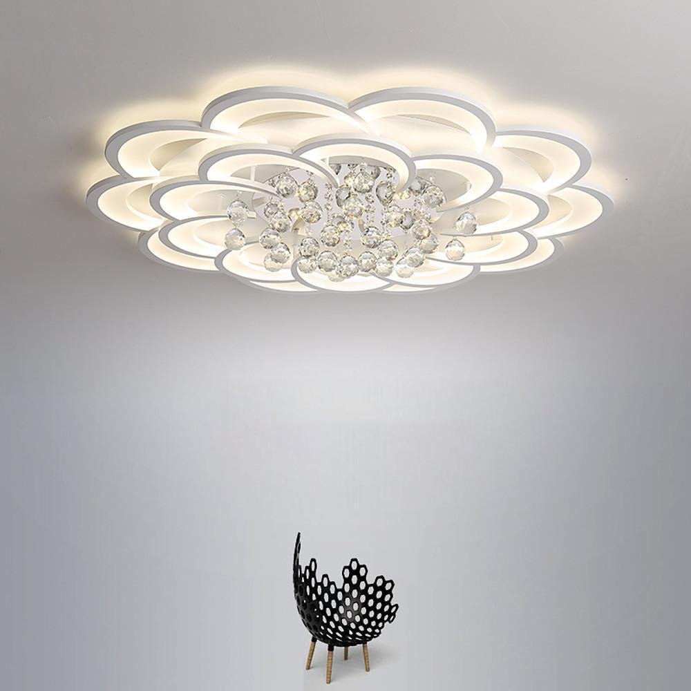 Modern Floral Acrylic LED Flush Mount Ceiling Light with Elegant Crystal Teardrops - Lamp Outdoor