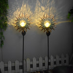 Mystical Moon & Sun Flame Iron Hollow Projector Solar Garden Light