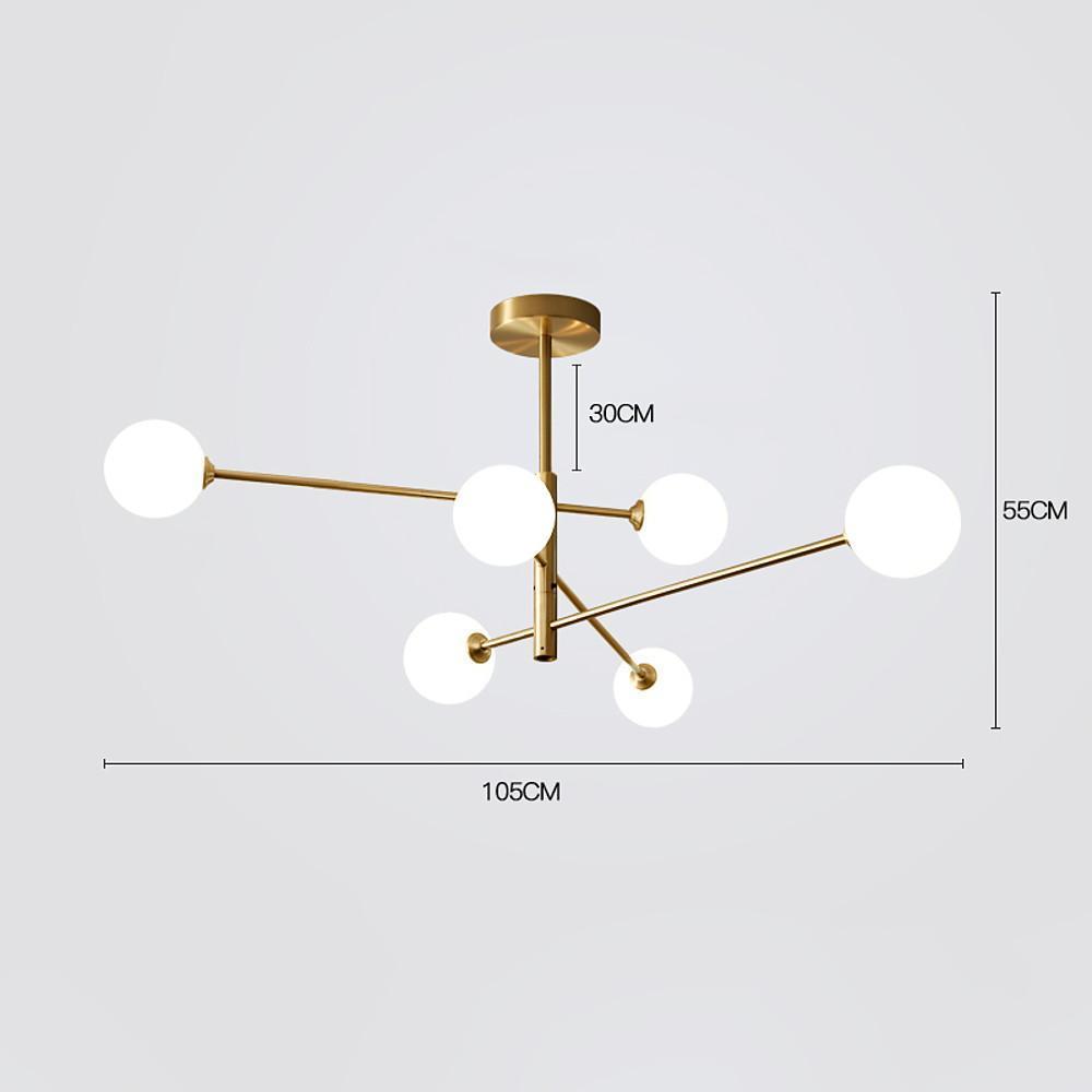 6-light Sputnik LED Electroplated Glass Gold Modern Chandeliers Ceiling Lights - Lamp Outdoor
