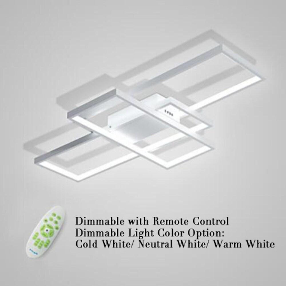 Multi Rectangle Large Flush Mount Ceiling Light with 3 Integrated Tiered Lights - Lamp Outdoor