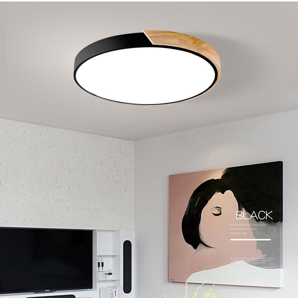 Circular LED Wood Nordic Ceiling Lights Flush Mount Lighting Ceiling Lamp - Lamp Outdoor