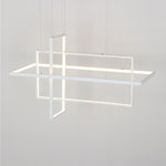 31.5'' Three-Part Futuristic Square Rectangular Hybrid Aluminum Chandelier with Capable Ambient Lights - Lamp Outdoor