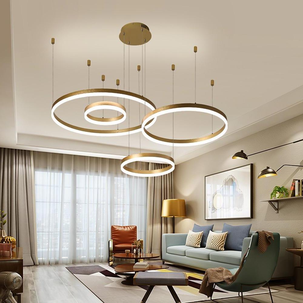 Circle Aluminum Large Chandeliers for High Ceilings Living Room Ceiling Lights - Lamp Outdoor