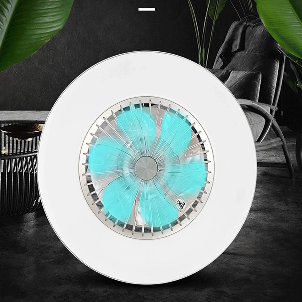 Circular Dimmable Flush Mount Bladeless Ceiling Fan with Light and Remote - Lamp Outdoor