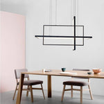 31.5'' Three-Part Futuristic Square Rectangular Hybrid Aluminum Chandelier with Capable Ambient Lights - Lamp Outdoor