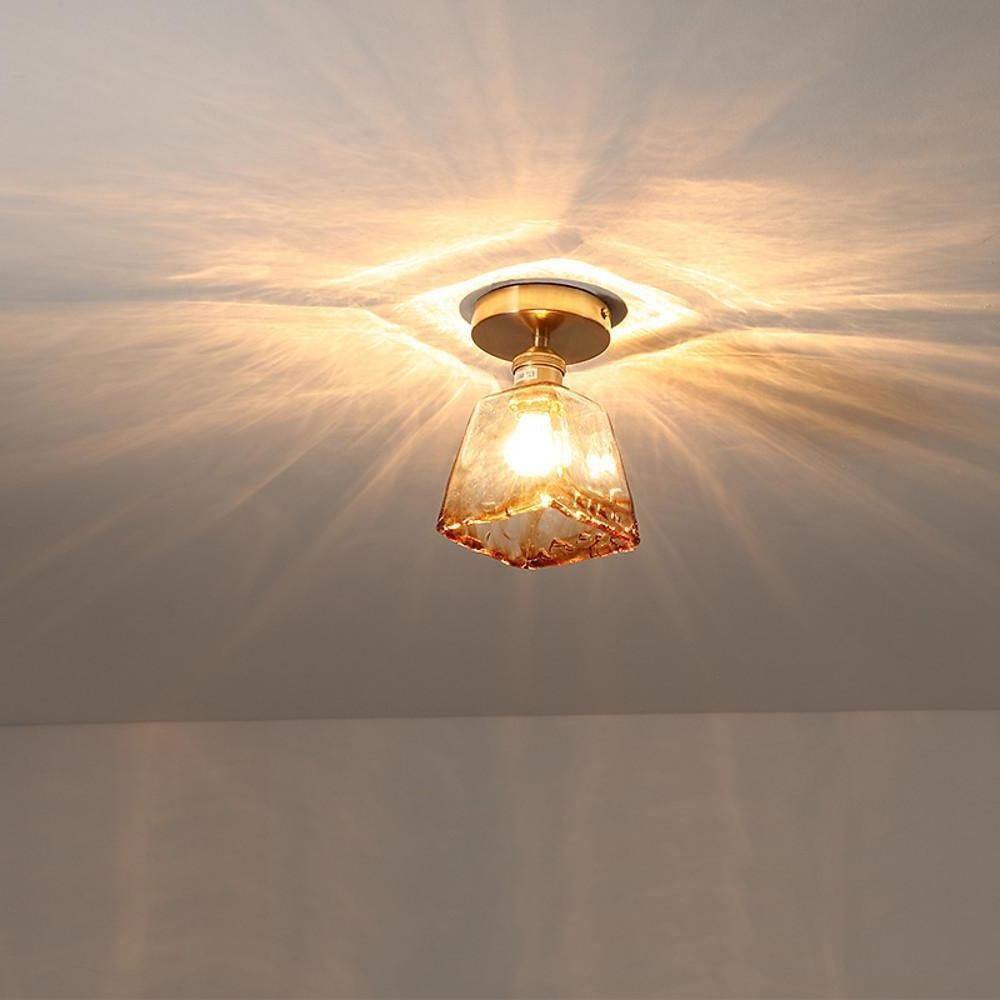 Creative Glass Lantern LED Electroplated Nordic Semi-Flush Mount Ceiling Lighting - Lamp Outdoor