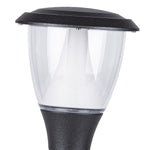 Traditional post light with textured pedestal base and frosted acorn luminaire