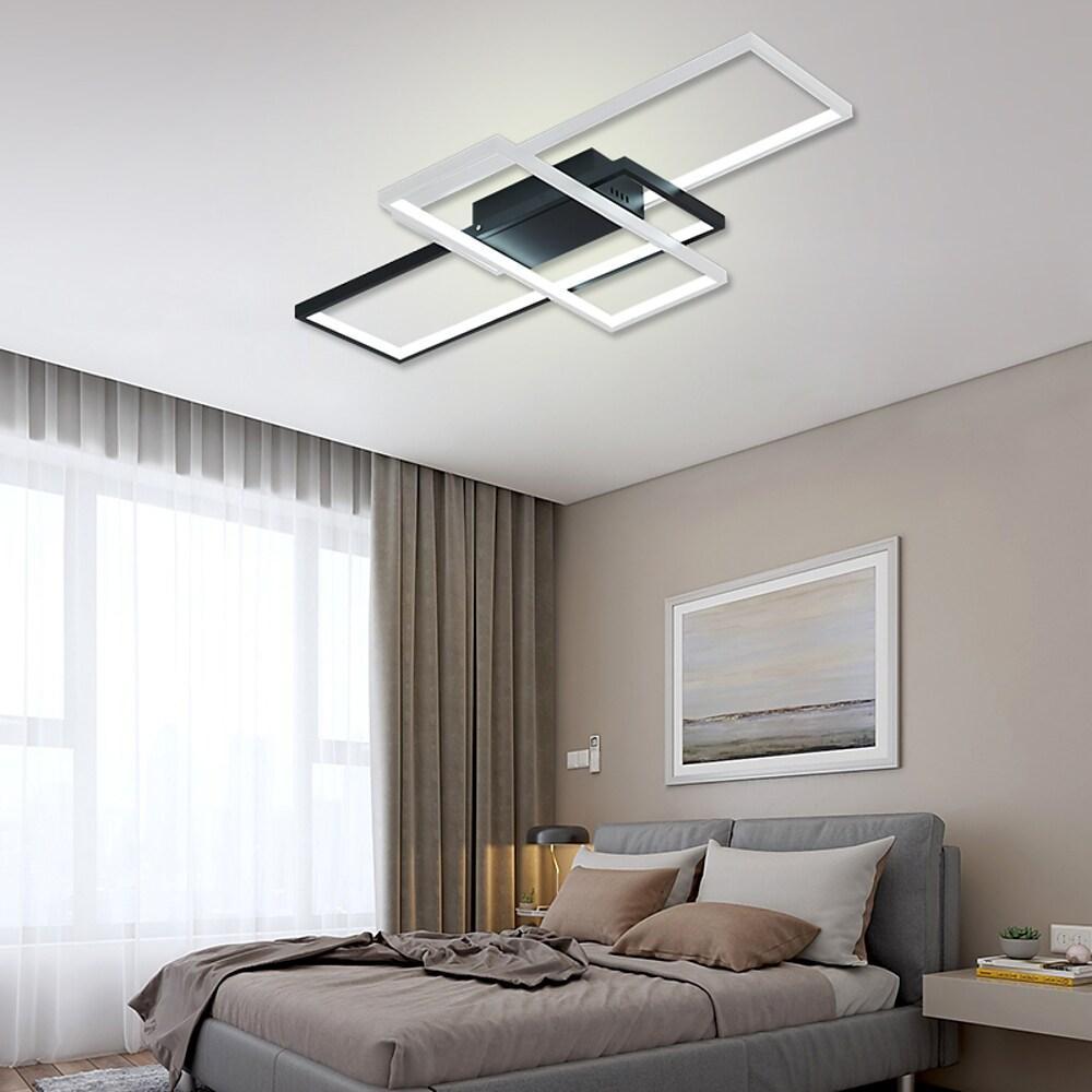 Multi Rectangle Large Flush Mount Ceiling Light with 3 Integrated Tiered Lights - Lamp Outdoor
