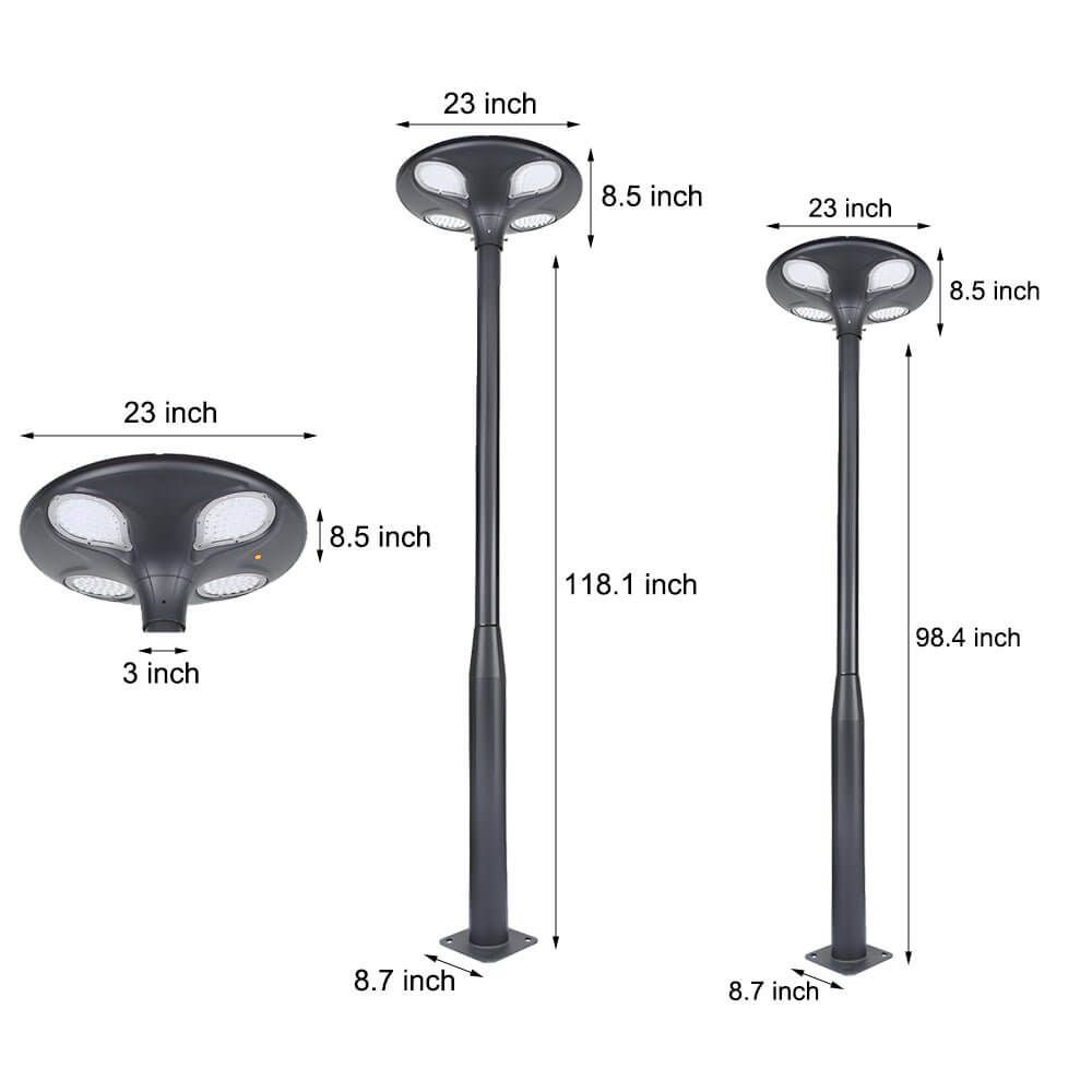 Outdoor Black LED Solar Lamp Post Street Light - Lamp Outdoor