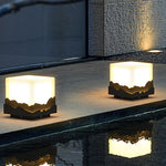 Outdoor Fence Post Light Solar Waterproof LED Mountains Peaks Landscape Decorative Lighting