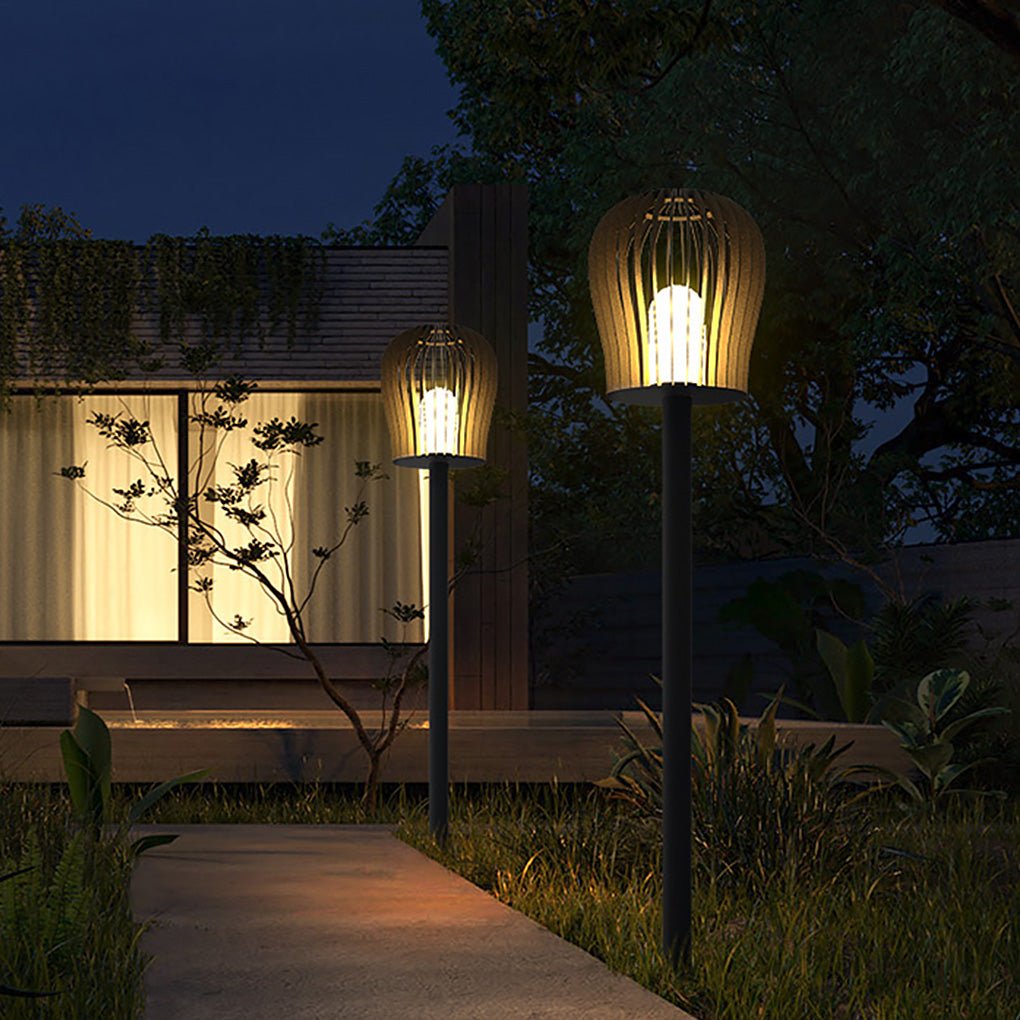 Sophisticated Waterproof LED Garden Post Lamp Cage Design Outdoor Lighting