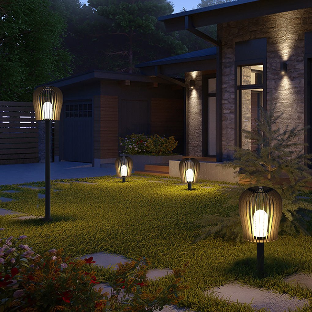 Sophisticated Waterproof LED Garden Post Lamp Cage Design Outdoor Lighting