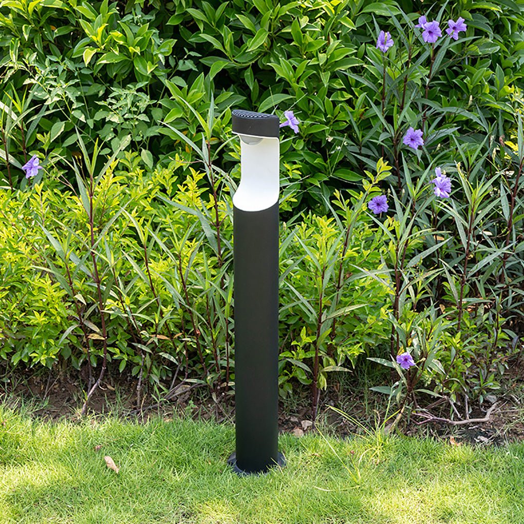 Modern Black Aluminum Outdoor Post Light with Moon Cutout IP65 Waterproof