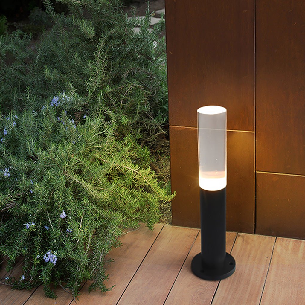Transparent Acrylic Shade Aluminum Waterproof Modern Pathway Bollard Lights