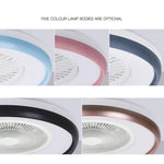 Circular Dimmable Flush Mount Bladeless Ceiling Fan with Light and Remote - Lamp Outdoor