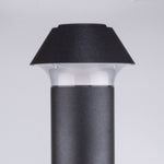 Close-up view of pagoda bollard showing detailed cap construction and LED light ring