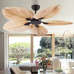 Palm Leaf Inverter Timed Silent 52'' Flush Mount Ceiling Fan Modern Fans - Lamp Outdoor