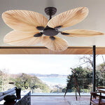 Palm Leaf Inverter Timed Silent 52'' Flush Mount Ceiling Fan Modern Fans - Lamp Outdoor