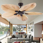 Palm Leaf Inverter Timed Silent 52'' Flush Mount Ceiling Fan Modern Fans - Lamp Outdoor