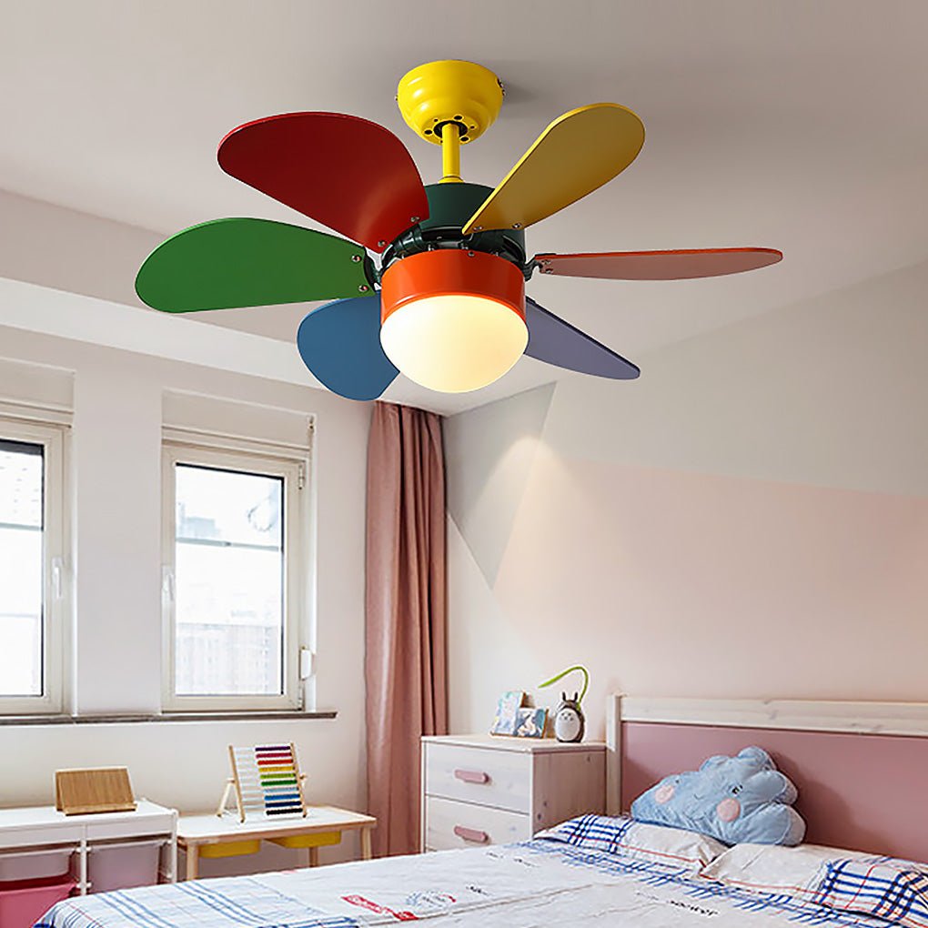 Personality Creative Mini Children's Room Double Control Ceiling Fan Lamp - Lamp Outdoor