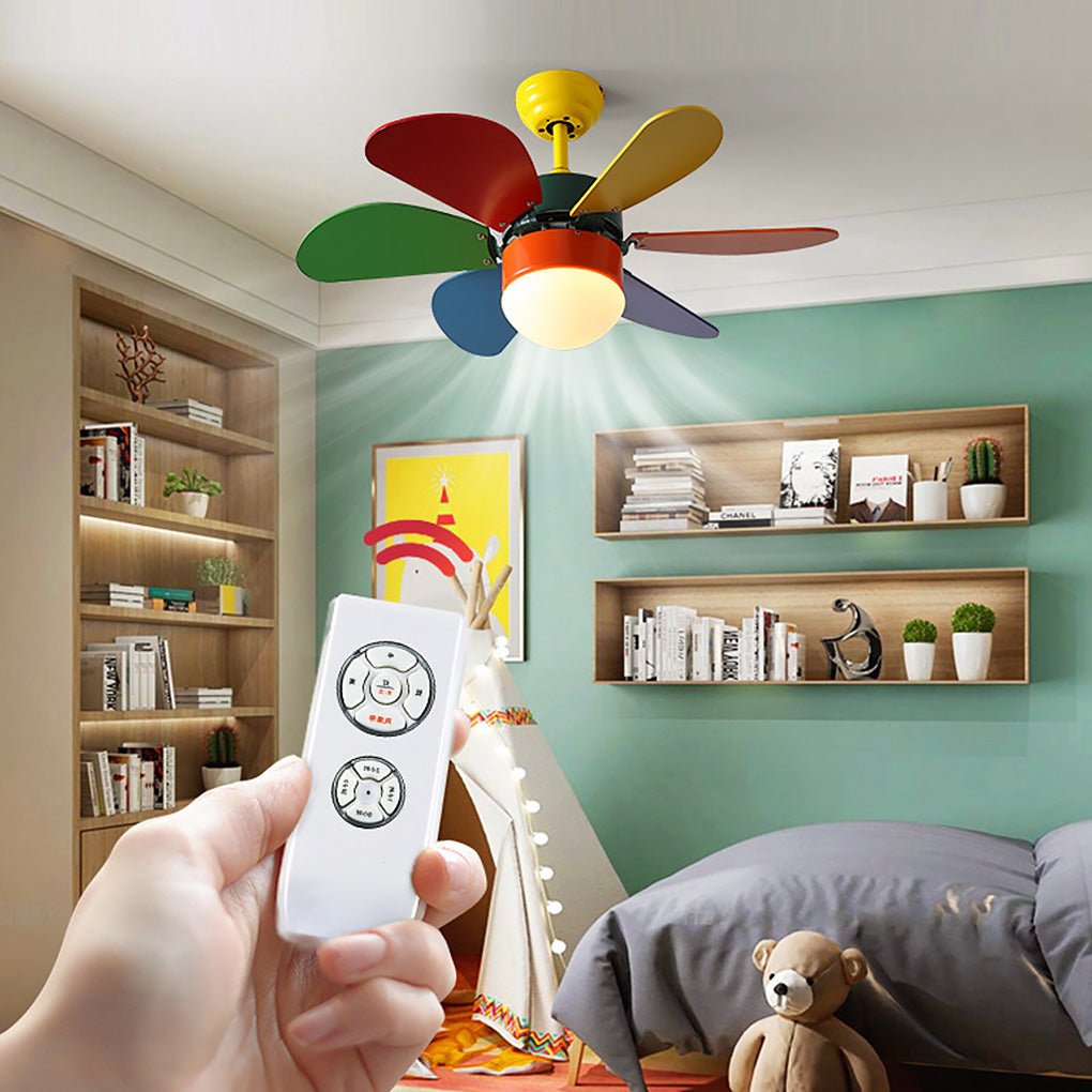 Personality Creative Mini Children's Room Double Control Ceiling Fan Lamp - Lamp Outdoor