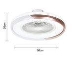 Circular Dimmable Flush Mount Bladeless Ceiling Fan with Light and Remote - Lamp Outdoor