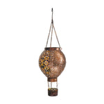 Portable Cast Iron Hot Air Balloon Solar Lanterns Hanging Solar Light Hollow Outdoor Decor Garden Light - Lamp Outdoor