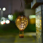 Portable Cast Iron Hot Air Balloon Solar Lanterns Hanging Solar Light Hollow Outdoor Decor Garden Light - Lamp Outdoor