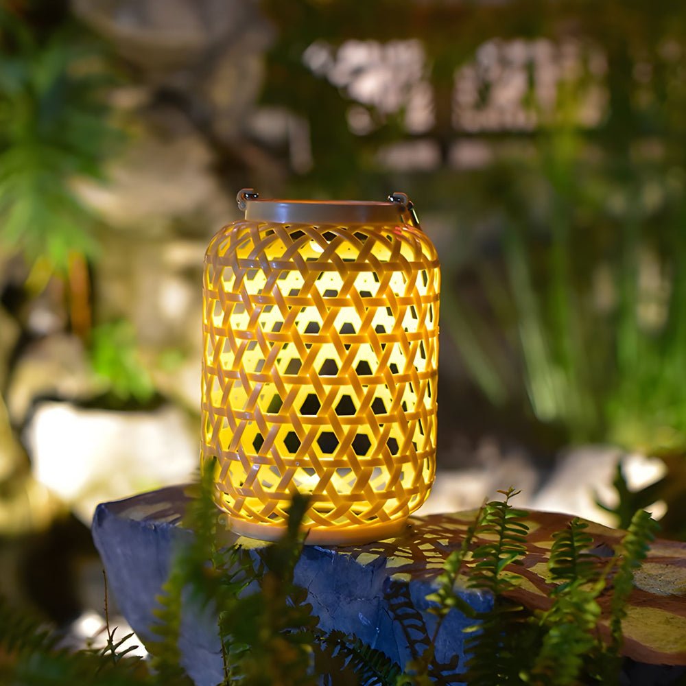 Portable Solar Lanterns Plastic Rattan Solar Hanging Lanterns Outdoor Light LED Solar Garden Lanterns - Lamp Outdoor