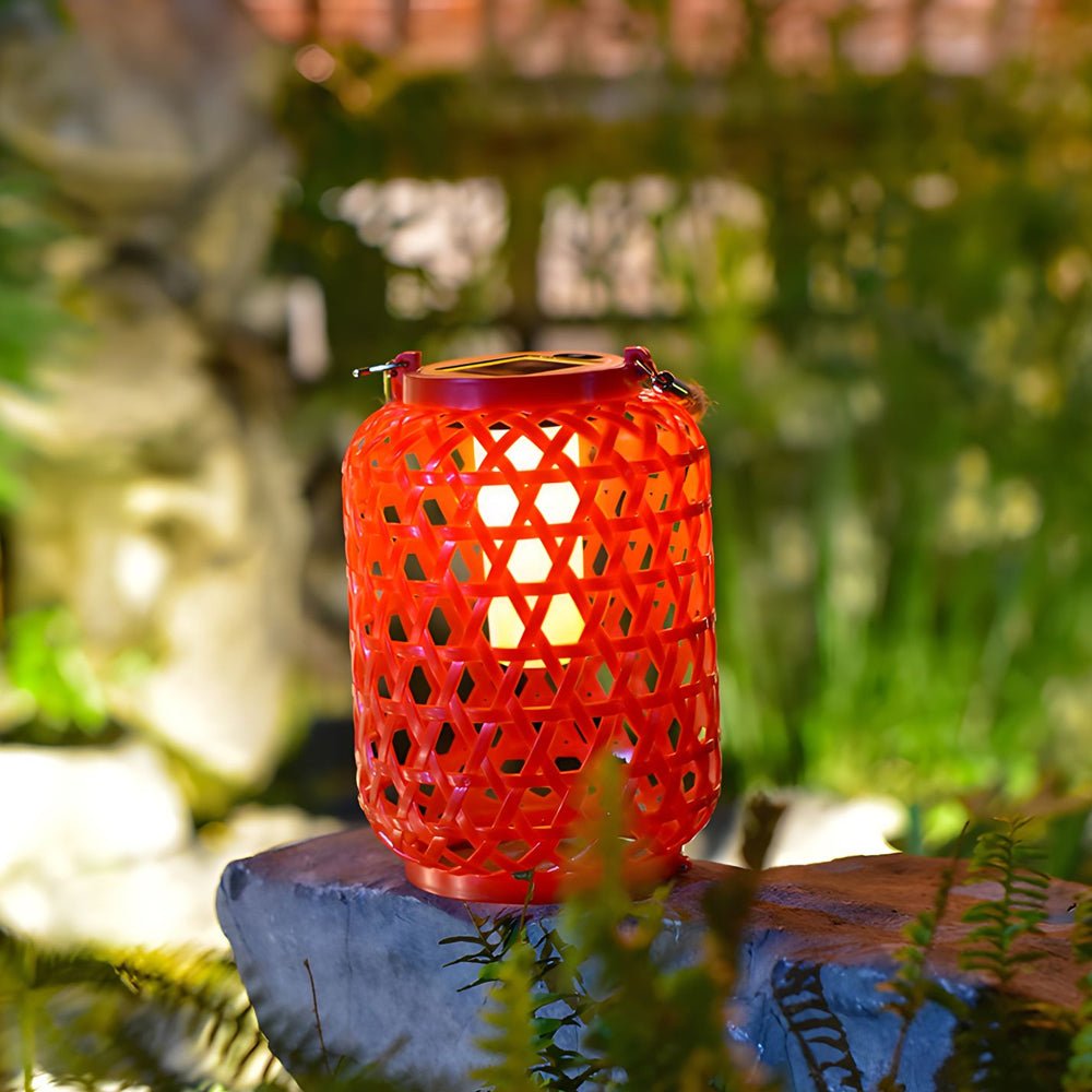 Portable Solar Lanterns Plastic Rattan Solar Hanging Lanterns Outdoor Light LED Solar Garden Lanterns - Lamp Outdoor