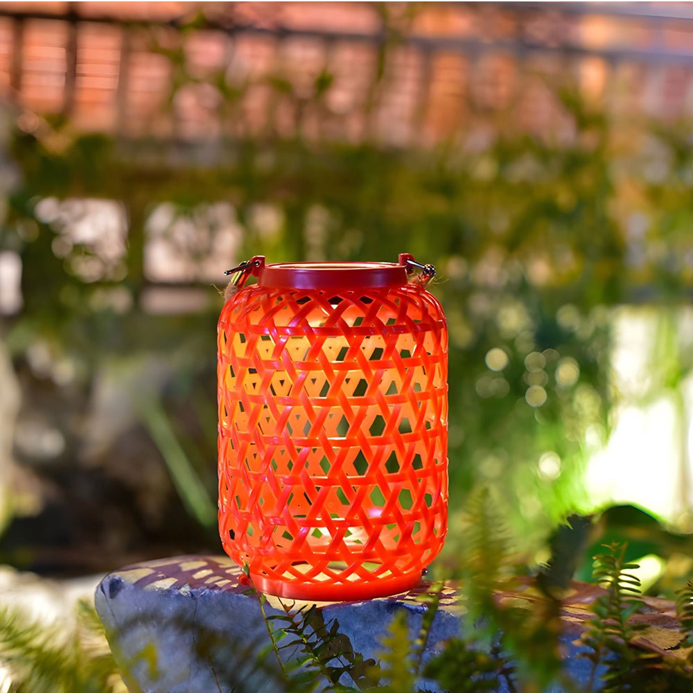 Portable Solar Lanterns Plastic Rattan Solar Hanging Lanterns Outdoor Light LED Solar Garden Lanterns - Lamp Outdoor