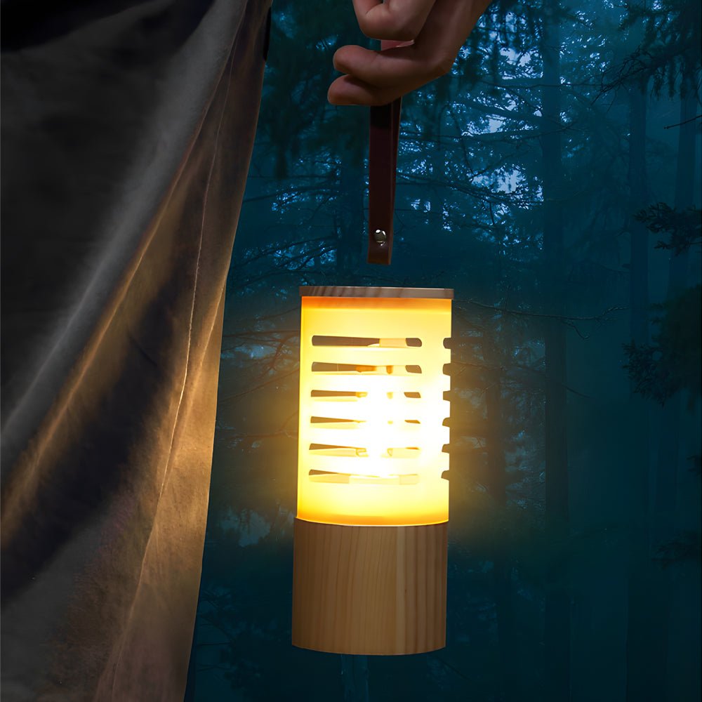 Portable Wood USB Rechargeable LED Camping Lantern - Lamp Outdoor