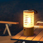 Portable Wood USB Rechargeable LED Camping Lantern - Lamp Outdoor