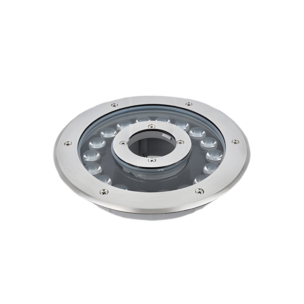 Professional fountain lighting fixture with multiple LED modules in circular arrangement