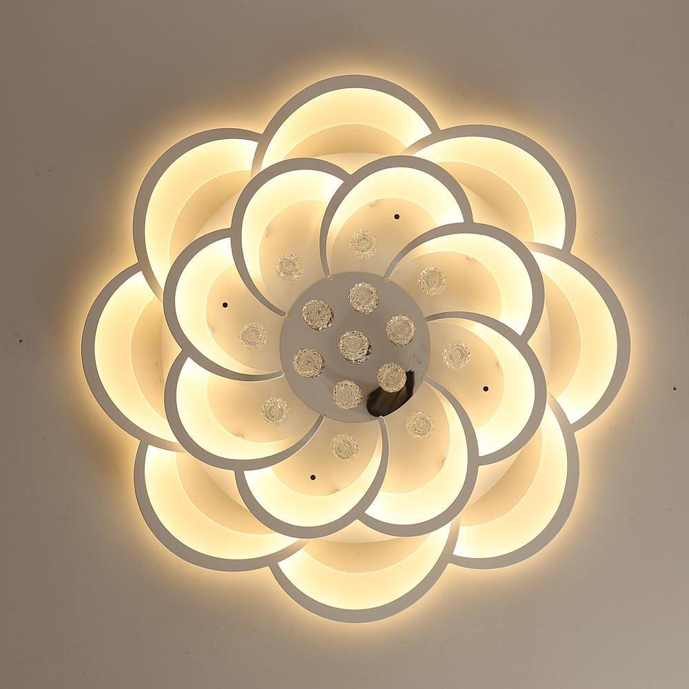 Modern Floral Acrylic LED Flush Mount Ceiling Light with Elegant Crystal Teardrops - Lamp Outdoor
