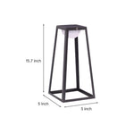 Technical dimension drawing showing height and base measurements for pyramid-style outdoor lantern